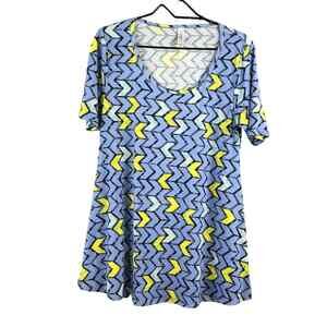 LuLaRoe Women's Size XS Perfect T Purple Yellow Black Arrows Geometric Chevron